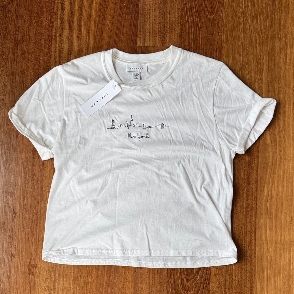 Topshop White New York Graphic Tee